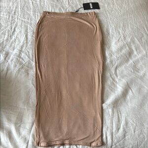 Missguided Tan Pencil Midi Skirt
